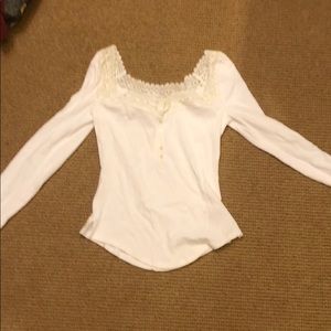 Free people white ruffle top
